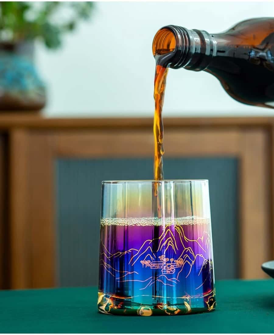 【中國直郵】 故宮博物院 故宮千里江山系列炫彩玻璃杯 杯子禮盒生日禮物 單杯款 400g