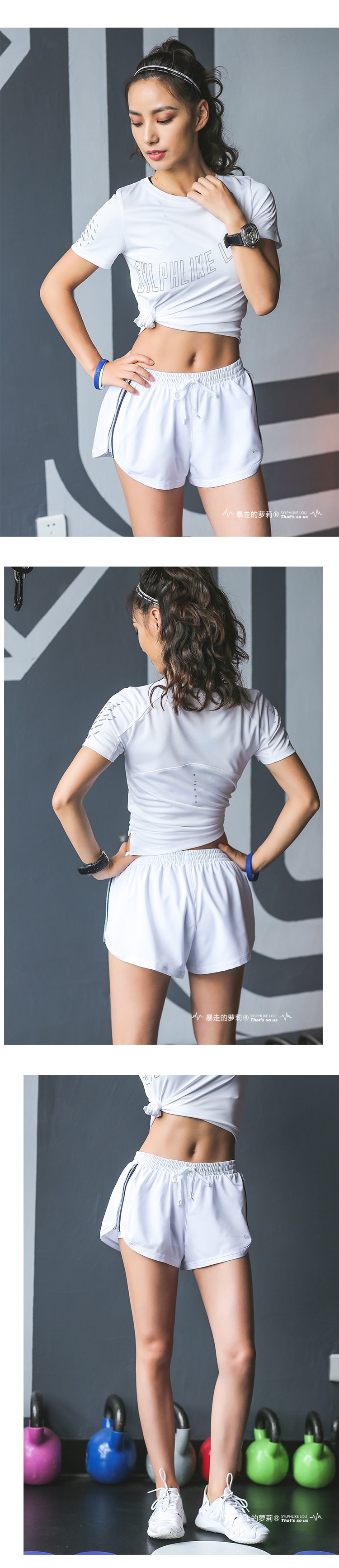 中国直邮 暴走的萝莉 运动防走光短裤 宽松速干跑步健身瑜伽 /芝麻黑#/S