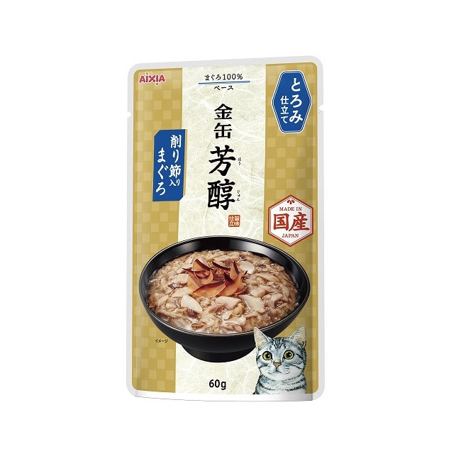 【日本直郵】AIXIA 金罐芳醇系列貓咪濃湯濕糧包 60g 帶塊鮪魚