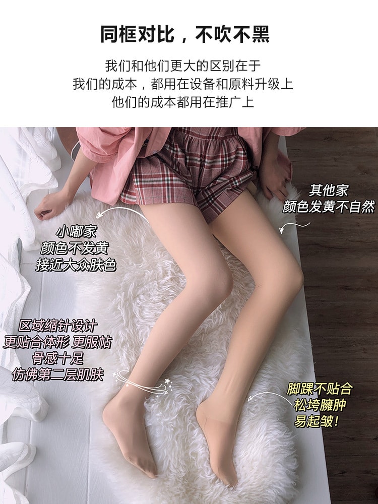 【中國直郵】茉莉尋 光腿神器超自然雙層絲襪薄款打底褲襪 白皙淺膚【厚絨款】