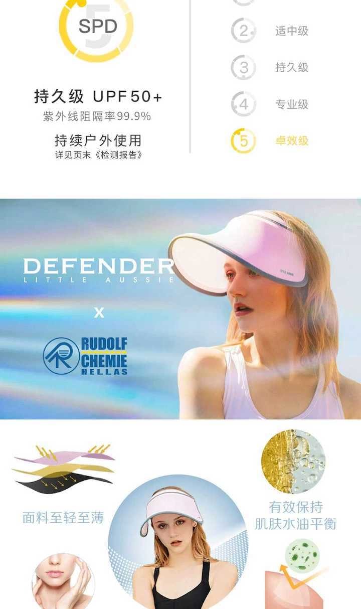 【范冰冰同款】澳洲DEFENDER光动力美肌防晒帽 成人 粉色