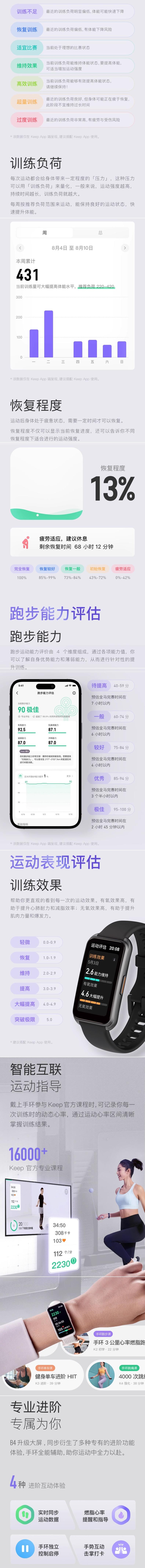 【中國直郵】 Keep 智慧手環手錶B4 心跳睡眠血氧監測 游泳防水 運動跑步健身專用 可搭配App智慧連動使用 黑色 額外波紋腕帶霧霾藍
