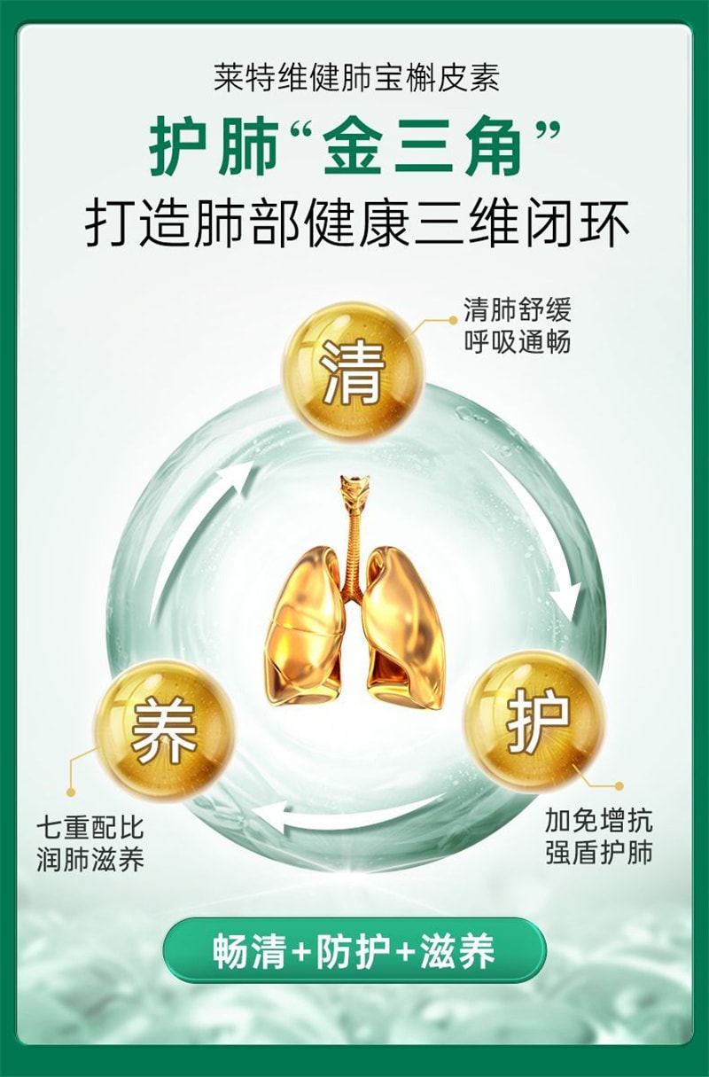 【中国直邮】莱特维健 肺宝槲皮素胶囊60粒川贝母清肺护肺养肺肺部清理
