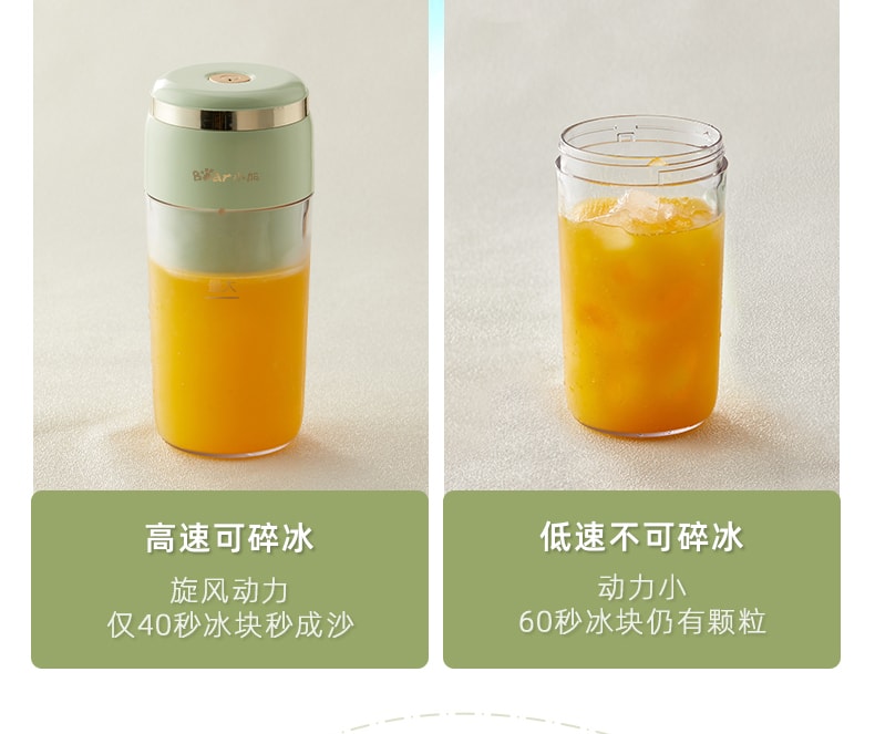 【中国直邮】小熊无线榨汁机榨汁杯榨果汁便携  薄荷绿