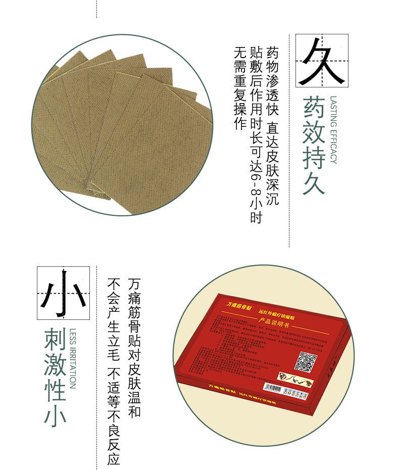 【中国直邮】王泰林 万痛筋骨膏药贴通络贴 2盒装 舒筋活络 腰肌劳损