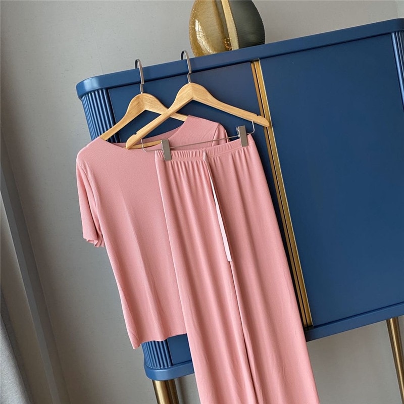 【中國直郵】歐晴 新款休閒套裝女薄款時尚套裝大尺碼兩件套裝 粉色均碼