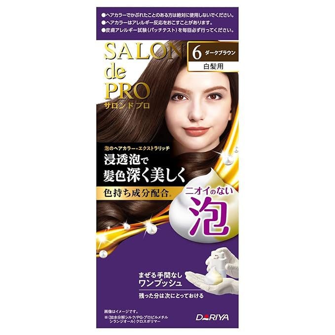 日本 DARIYA 塔丽雅 泡沫染发剂 #白发用 6号深棕色 100g