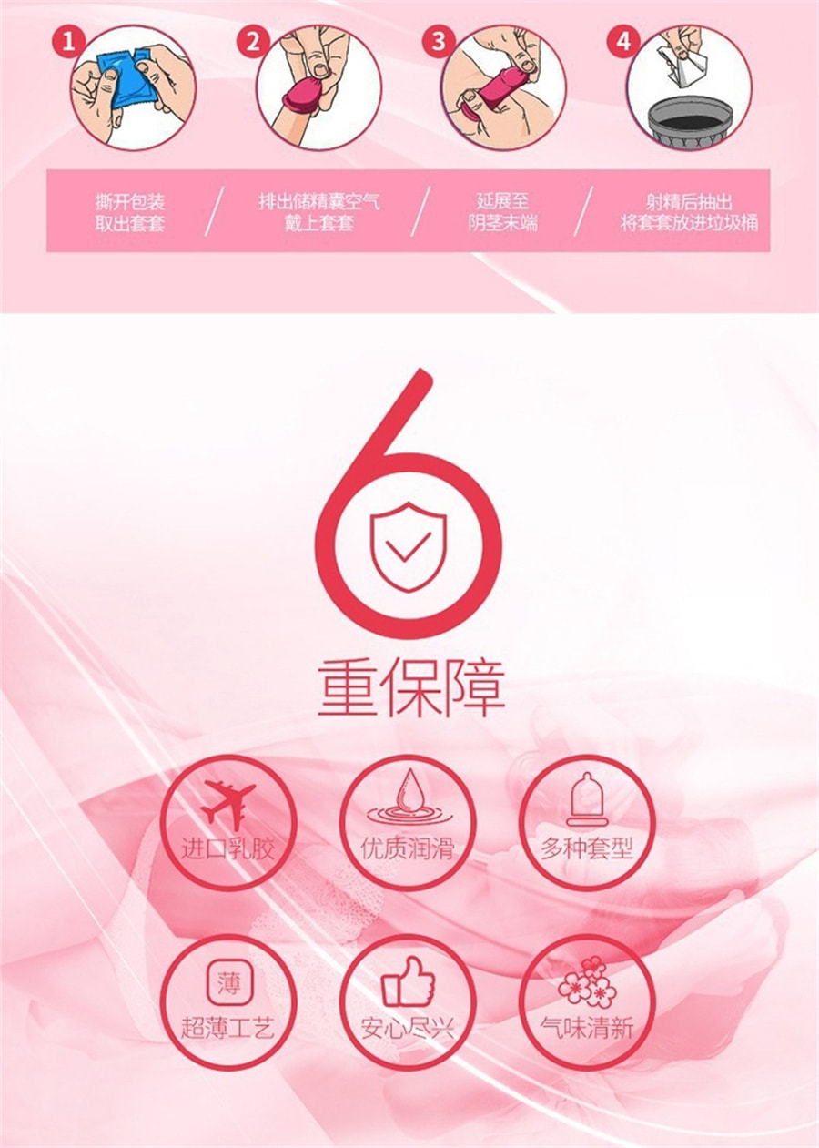 【中国直邮】 第六感 安全套超薄超滑3只成人用品