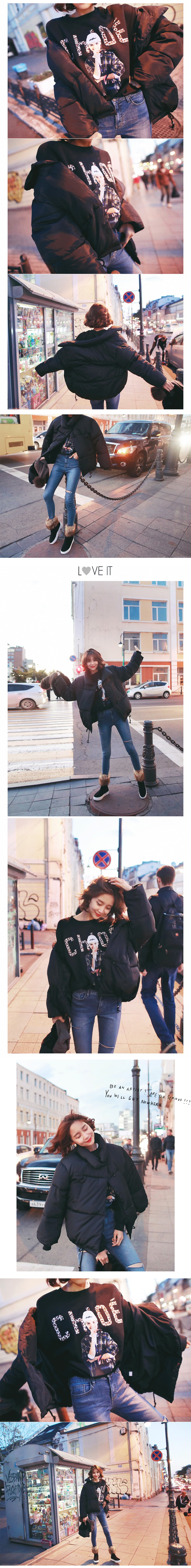 [KOREA] High-Collar Puffer Jacket  #Black One Size(S-M) [Free Shipping]