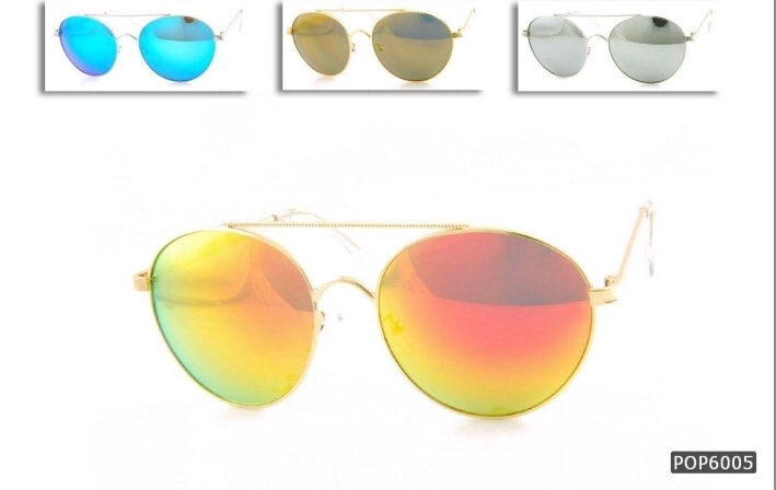 Fashion Sunglasses 6005 Silver Frame/Blue Mirror