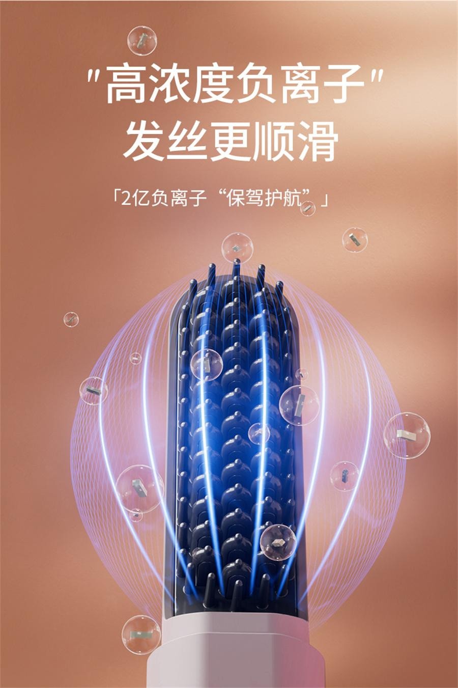 【中国直邮】 ovl 现代无线胶囊直发梳负离子充电电动卷发棒便携夹板干湿两用神器  旗舰款-雾绿