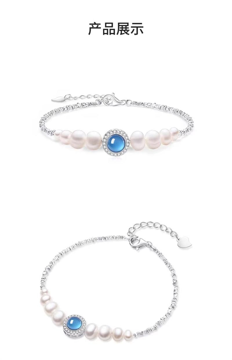 【中国直邮】 周大生 海洋之心碎银子珍珠手链女款纯银轻奢手饰  1条装