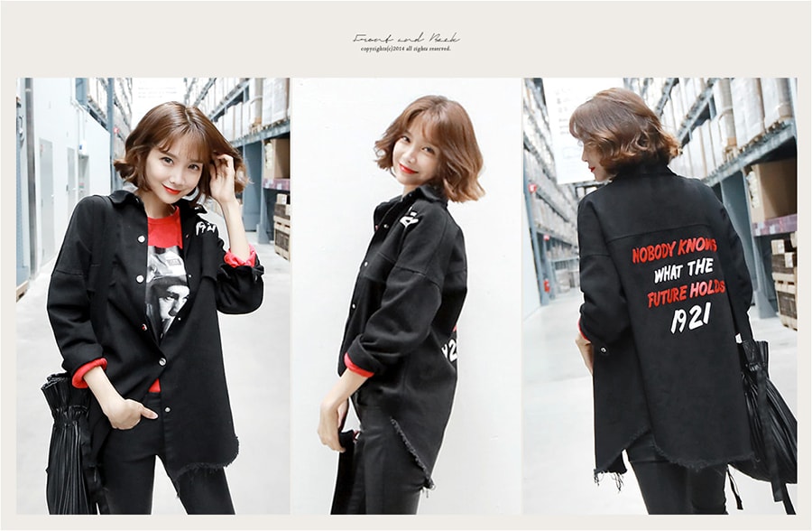 [KOREA] Oversized Back Print Vintage Jacket #Black One Size(Free) [免费配送]
