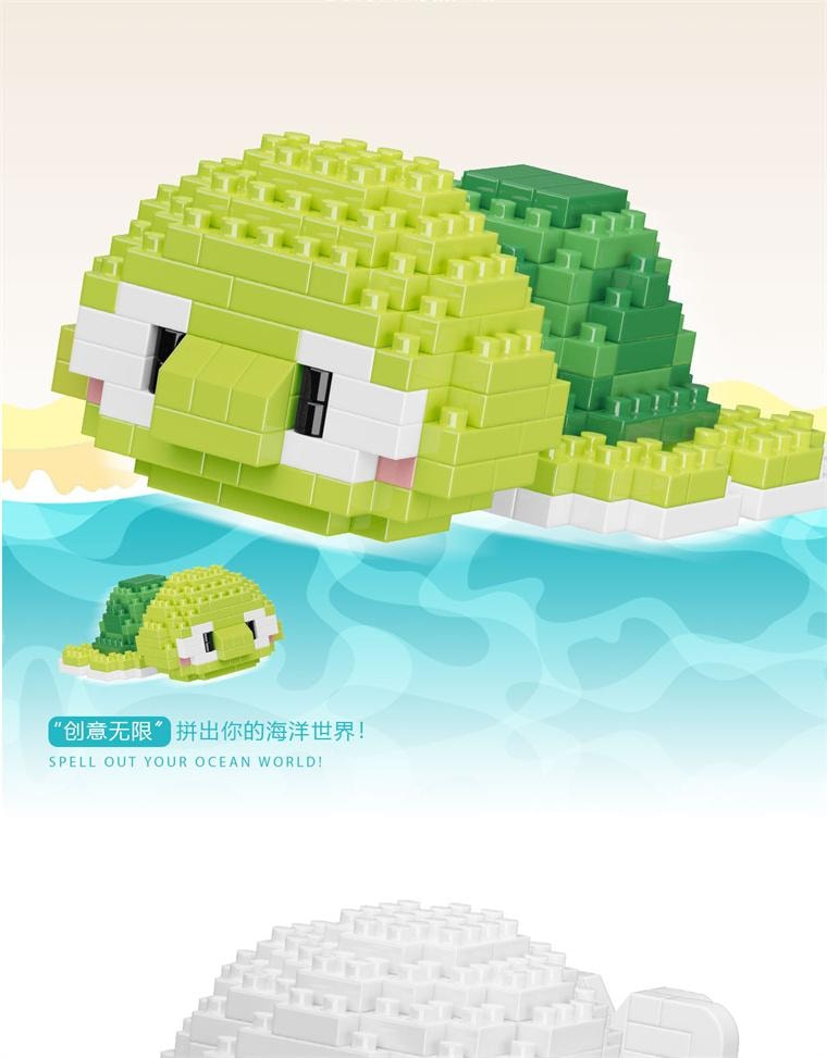 【中国直邮】 FOXTAIL 海洋系列迷你积木 益智拼装  兼容乐高玩具 摆件 微颗粒- 1个白鲸款*|