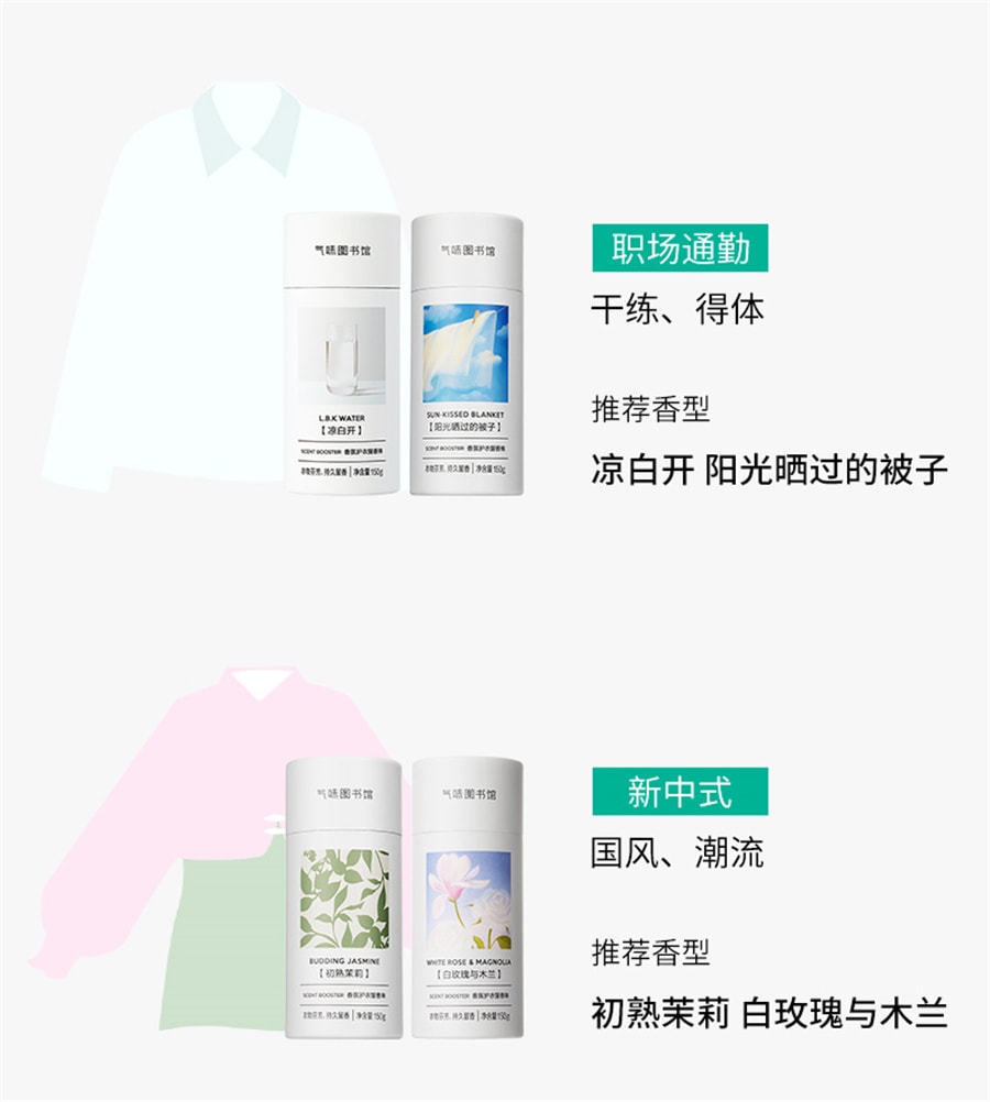 【中國直郵】氣味圖書館 香氛護衣留香珠洗衣香水持久留香除菌 白襯衫150g/瓶