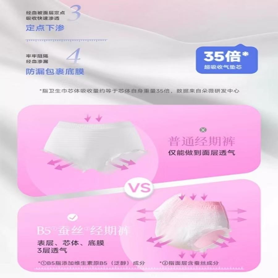 朵薇 安睡裤囤货装】夜用超薄透气经期防漏安心裤M-L码*6片