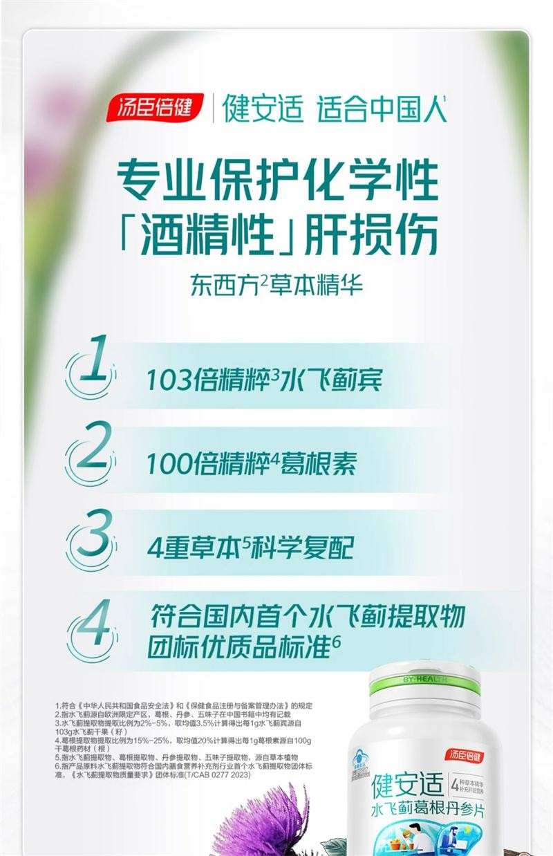 【中國直郵】 湯臣倍健 護肝奶薊草水飛薊丹參片解熬夜常備酒健肝 120片