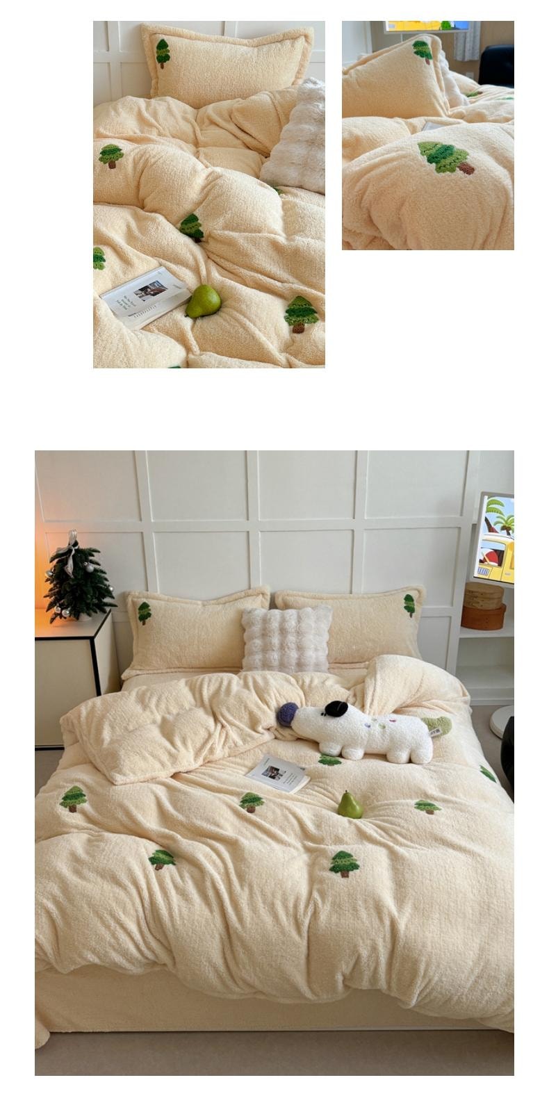 【中国直邮】Lullabuy云栖温梦牛奶绒床上三件套(床单*1+被套*1+枕套*1)Twin Size 熊猫-白