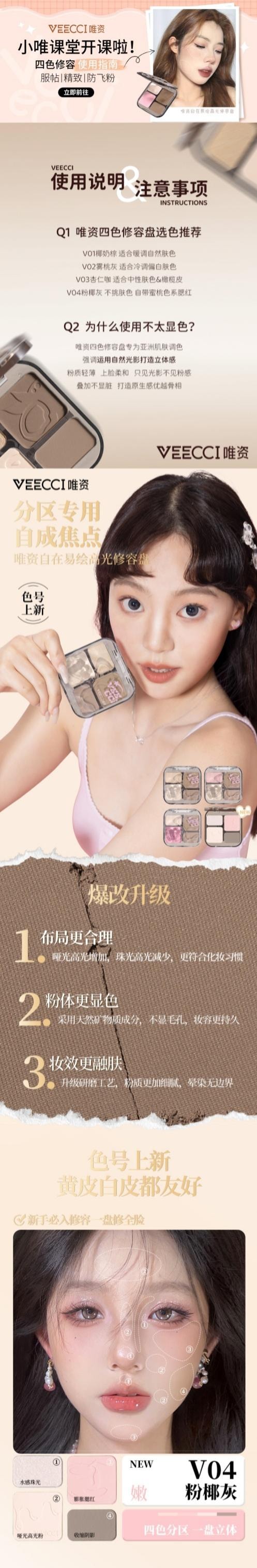 【中国直邮】 唯资 高光修容一体盘 V01椰奶棕 哑光侧影鼻影综合盘 学生党入门款 雾感高冷妆必备 8g