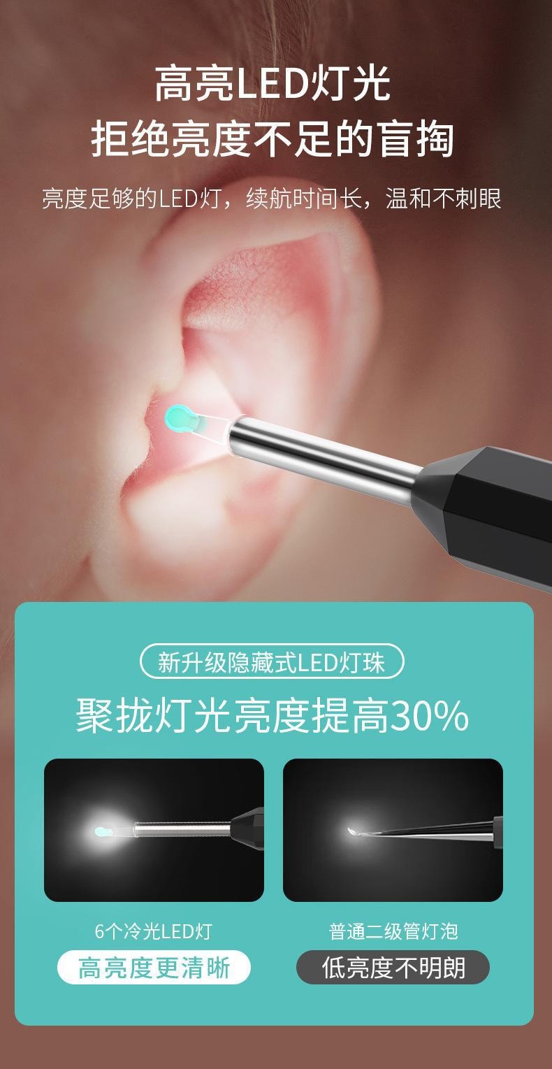 【中國直郵】USB無線WIFI可視挖耳匙 NE7 黑色