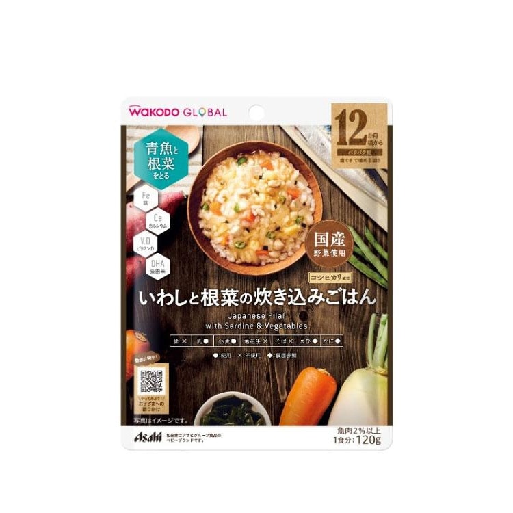 【日本直郵】WAKODO與光堂 12月+寶寶輔食 高級系列 沙丁魚燉根菜蔬菜粥 120g