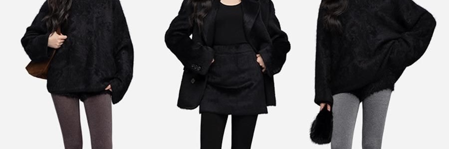 小野和子 羊毛棉褲襪第2代緊身褲 中灰色 短連腳 薄絨