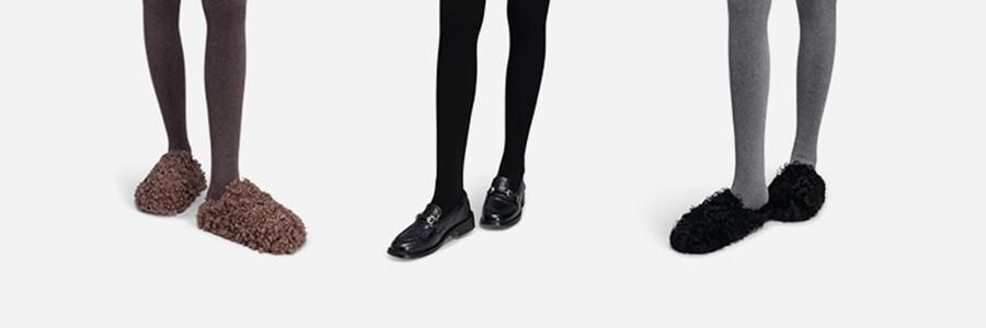 小野和子 羊毛棉褲襪第2代緊身褲 中灰色 短連腳 薄絨