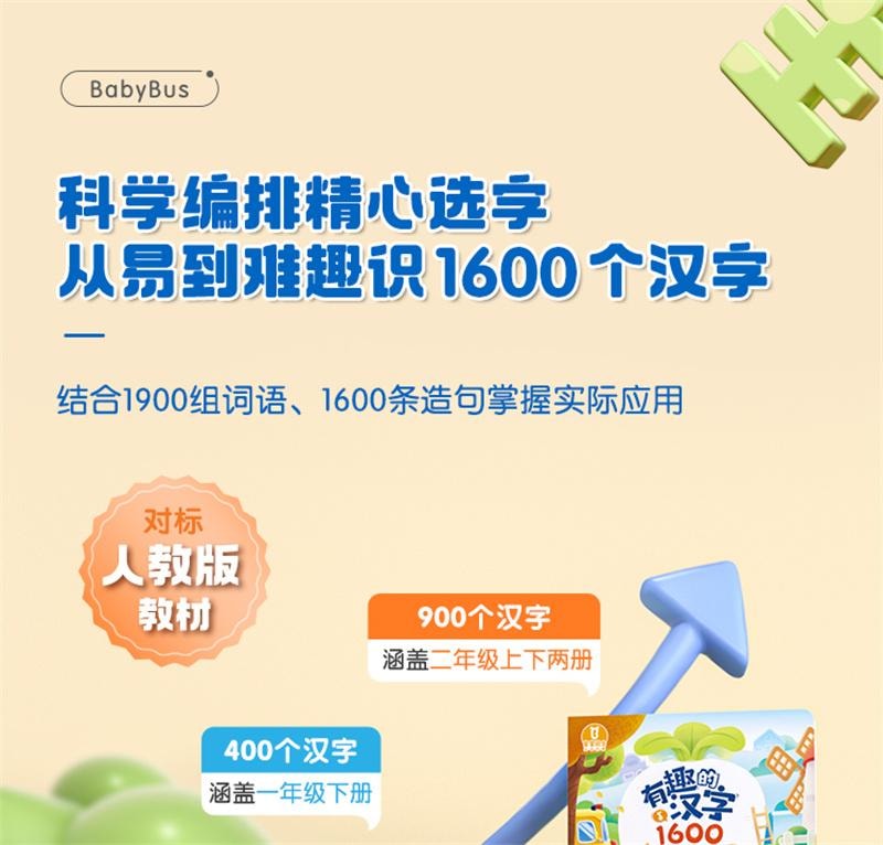 【中國直郵】 寶寶巴士 繪本4-6歲兒童幼小銜接識字漢字認知大全分級閱讀早期教育啟蒙認知 有趣的漢字3冊