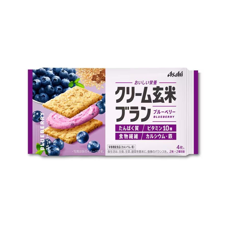 【日本直郵】日本朝日ASAHI玄米系列 夾心低卡餅乾 藍莓玄米 72g(2枚×2袋)