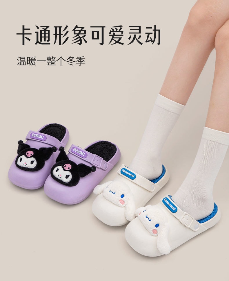 【中国直邮】 FOXTAIL 三丽鸥包头棉拖鞋 女秋冬两穿/居家室内/厚底/可爱卡通-凯蒂猫36-37码 1双*|