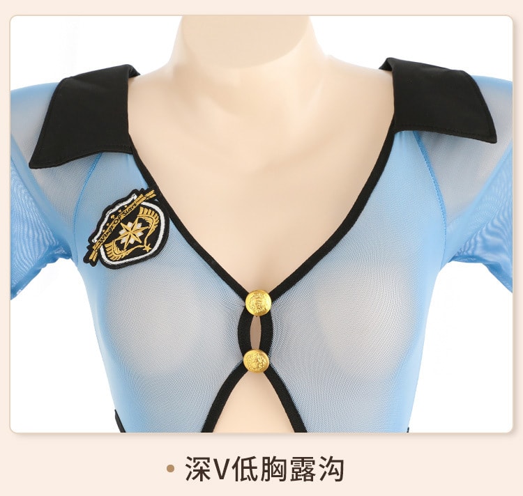 【中國直郵】霏慕 女警制服連體包臀裙 情趣內衣 均碼 藍黑款