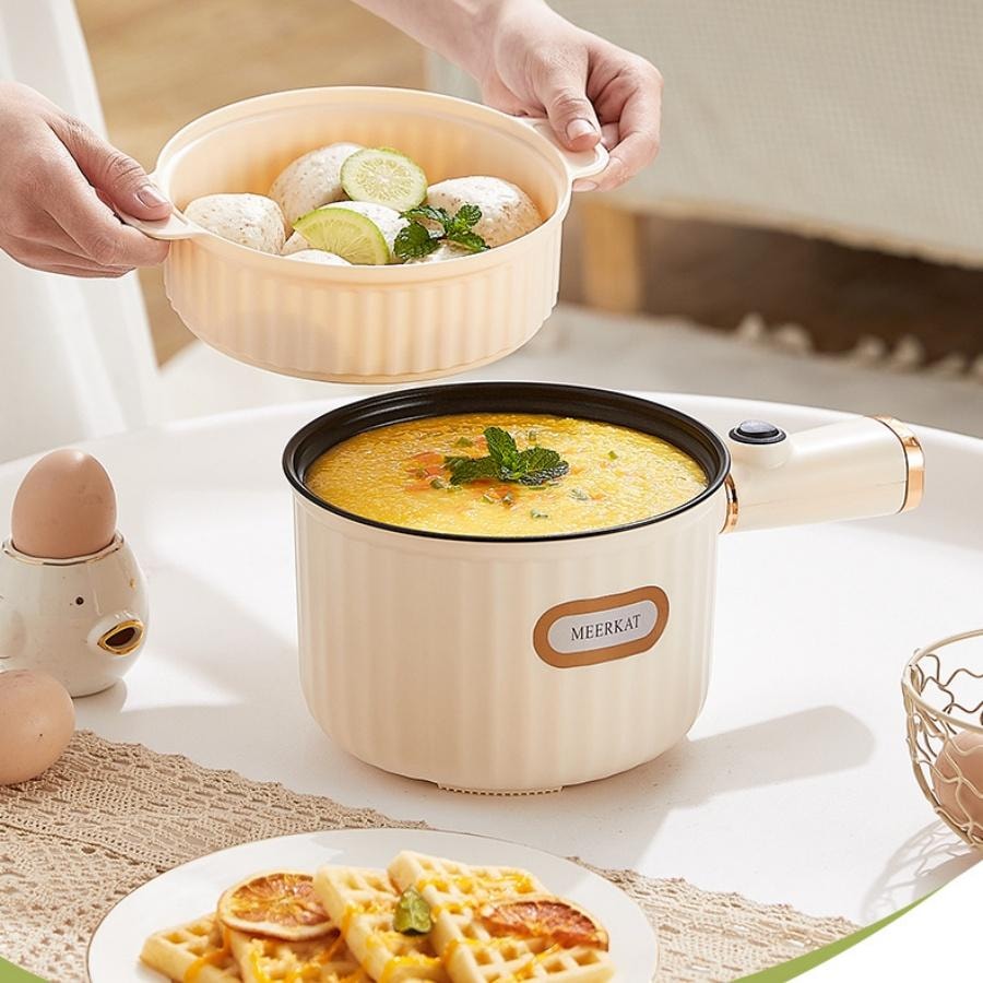 多蒙 学生宿舍电煮锅一人食泡面锅小煮锅(香茶绿锅+蒸笼) 1 把