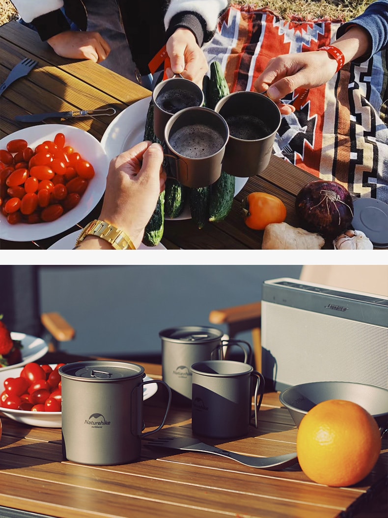 【中国直邮】naturehike挪客户外餐具钛杯纯钛碗野营折叠水杯便携式