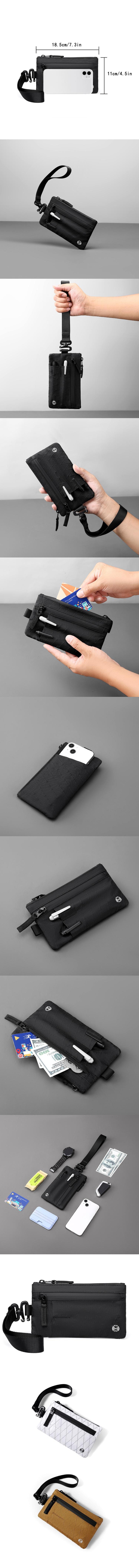 【中国直邮】 HSPM 新款rfid零钱包手机包防盗刷卡包x-pac大号旅行手包钥匙包 黑色 F 1个