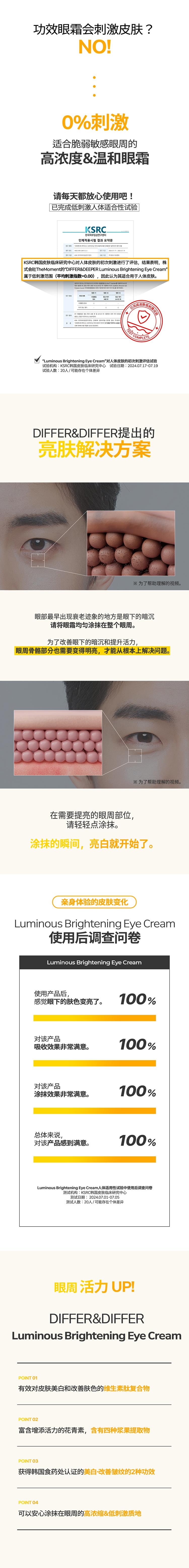 韩国药妆Differ&Deeper 亮采提亮眼霜 淡化暗沉黑眼圈30ml