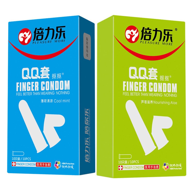 【中国直邮】倍力乐 新款 抠手指套芦荟滋养型 夫妻情趣用品 10只装