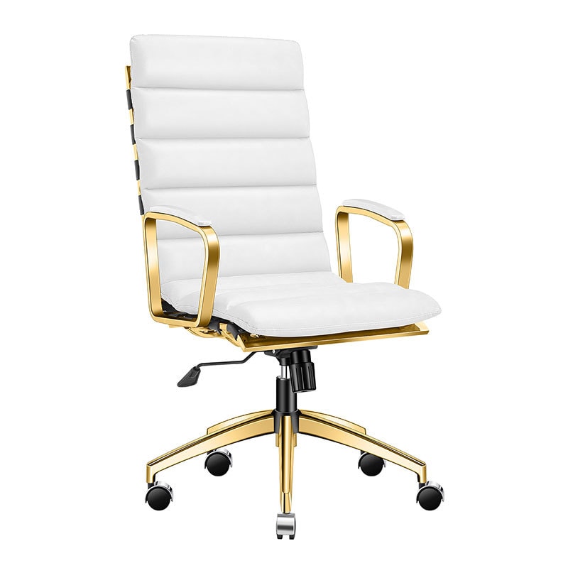 【美國現貨】LUXMOD 麵包電腦椅 白色麵+金色椅身 單人位