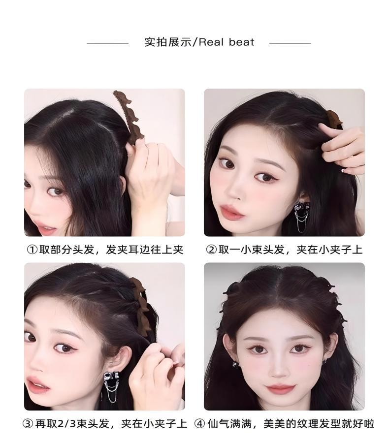 左欧 双层编发发夹 黑色2个装 高级感小抓夹 侧边刘海夹公主头夹子头饰女