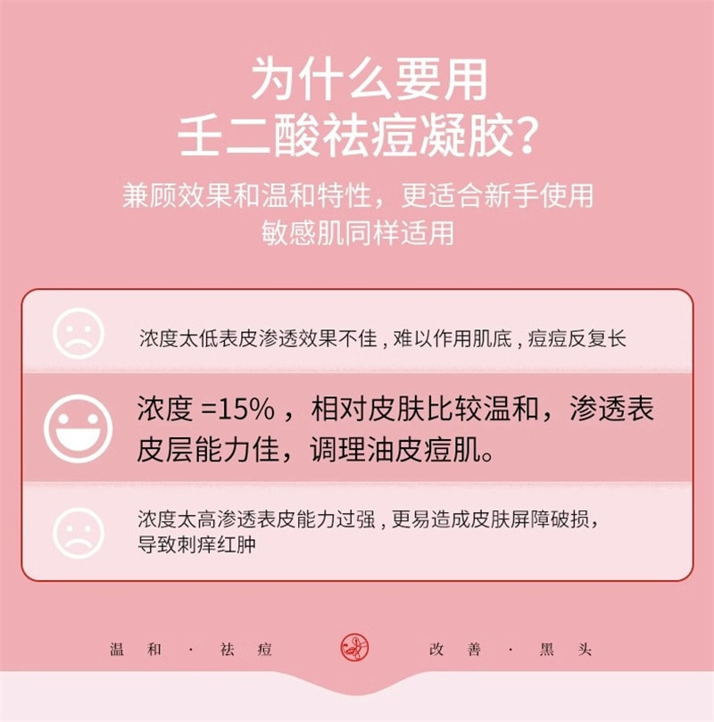 【中国直邮】歌宝莲 15%壬二酸凝胶祛痘印修复淡化坑任水杨酸去黑头收缩毛孔 30g