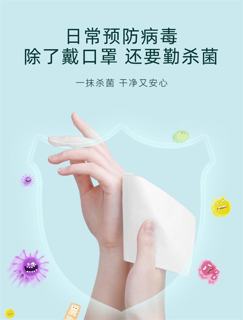 【中国直邮】 德佑 75%酒精消毒湿巾99.99%杀菌母婴湿纸巾 40抽/1包
