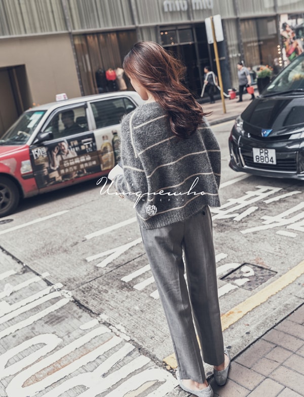 Women Casual Suit Pants Office Lady Straight Pants Gray M