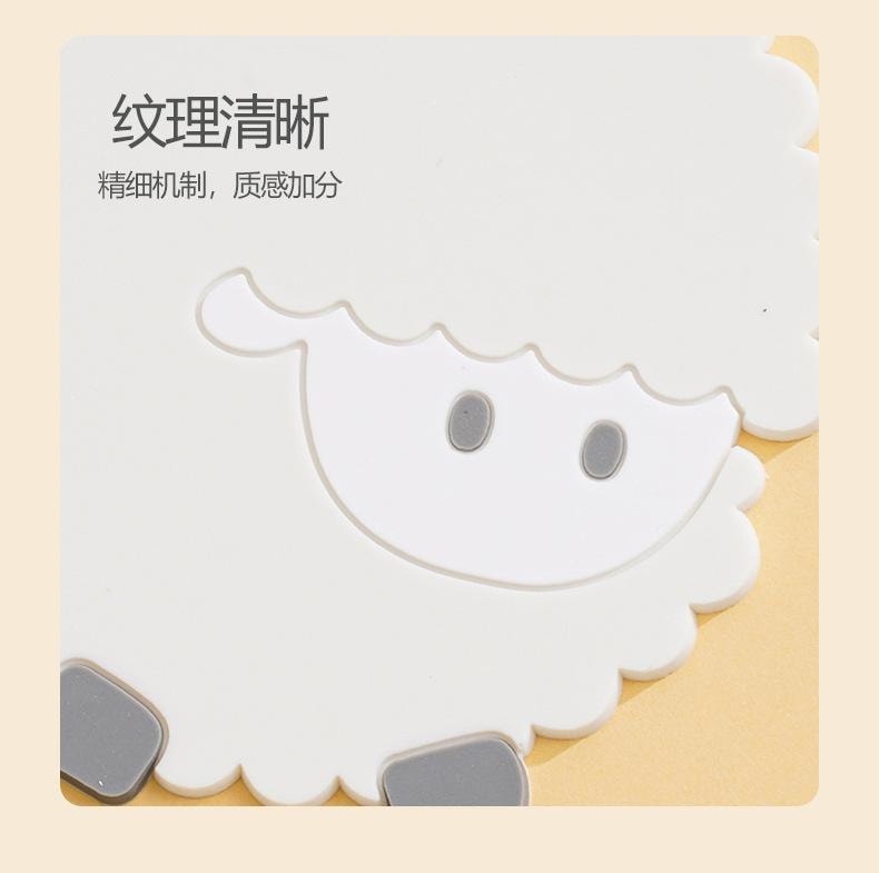  FOXTAIL 卡通羊杯墊餐墊 家用茶杯墊碗墊 加厚防燙耐高溫 食品級矽膠隔熱墊 15*15cm - 白色+黃色 1套