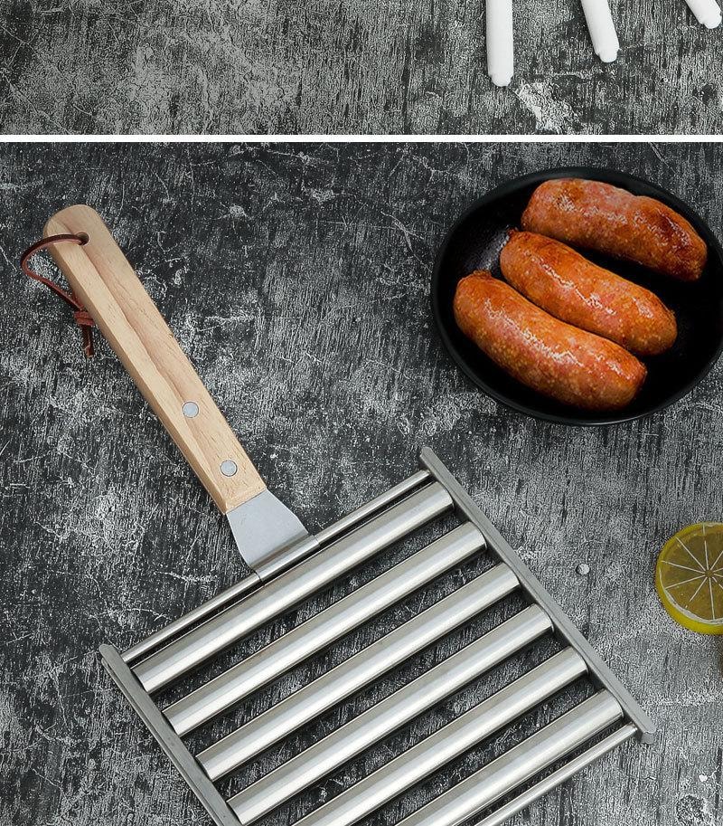   FOXTAIL 便利不銹鋼烤腸架套裝 滾動燒烤架 熱狗 火腿 可拆 便攜 -大號 1套*預計到達時間3-4週