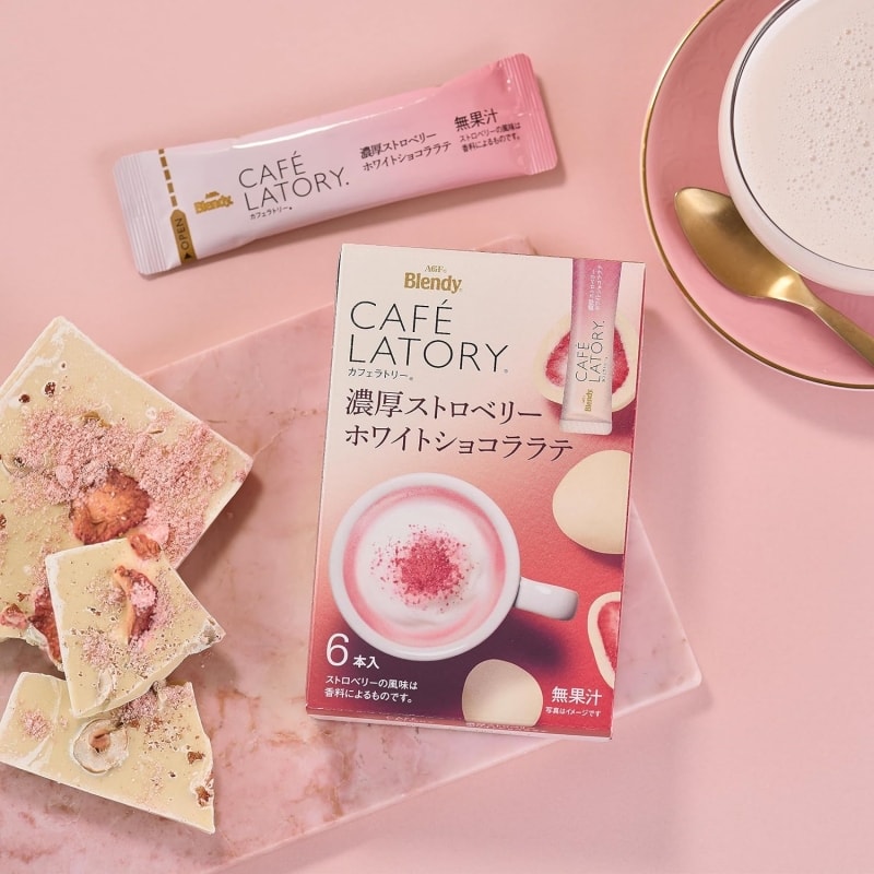 【日本直郵】日本AGF BLENDY系列 期限限定 濃厚草莓奶茶拿鐵 6條裝