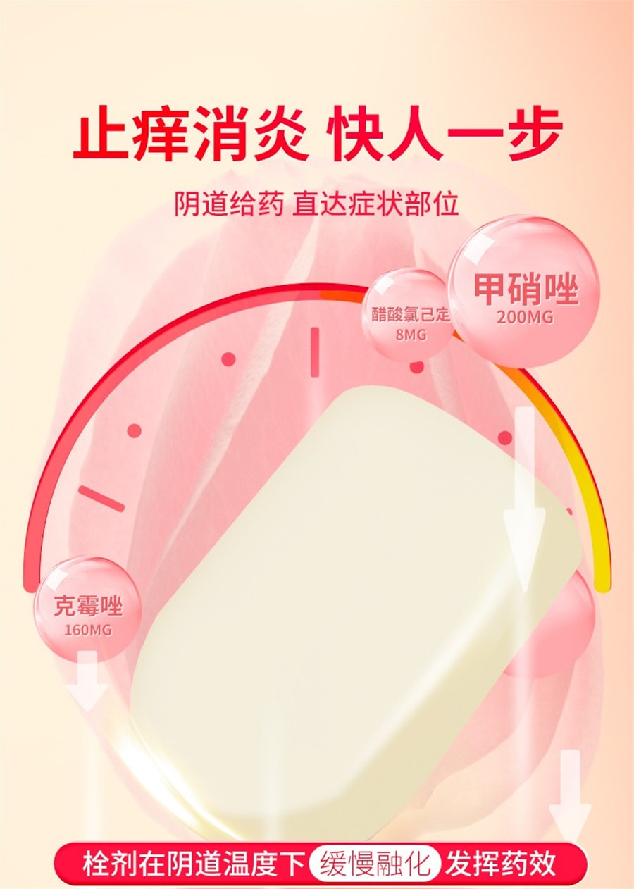 妍婷  双唑泰栓甲硝唑铨阴道炎妇科炎症用药霉菌阴道炎克霉唑等抗真菌药 7粒/盒