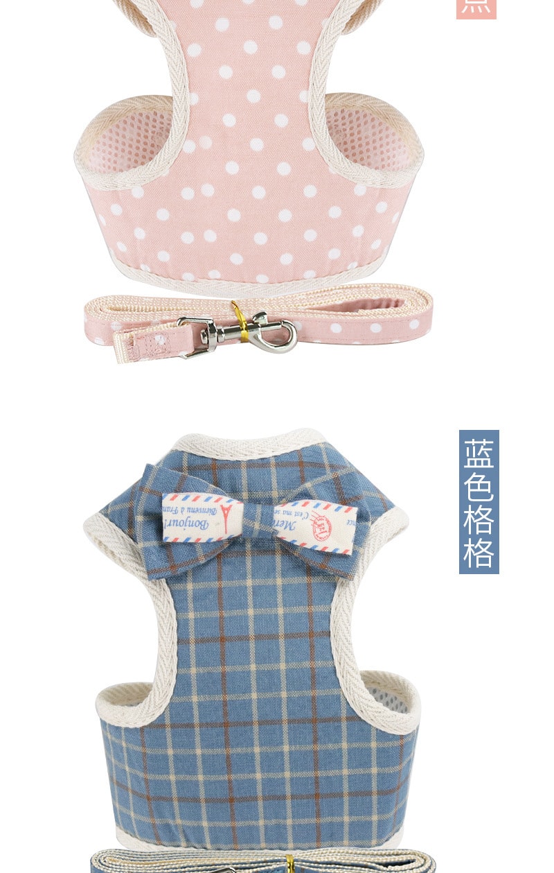 【中国直邮】尾大的喵 宠物牵引绳 灰色点点L码 宠物用品
