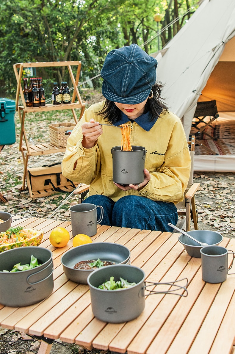 【中国直邮】Naturehike挪客户外钛锅野营餐具露营煎锅野外便携式锅具炊具厨具   小号煎盘