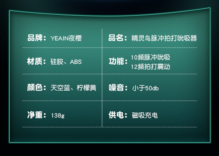 【中國直郵】夜櫻 精靈鳥吸吮脈衝拍打跳蛋 情趣用品 天空藍款