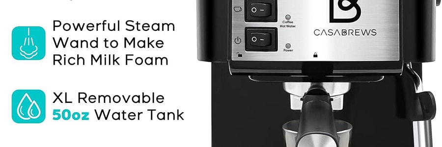 美国CASABREWS咖佰士 意式咖啡机 50oz水箱 半自动打奶泡机 CM1699