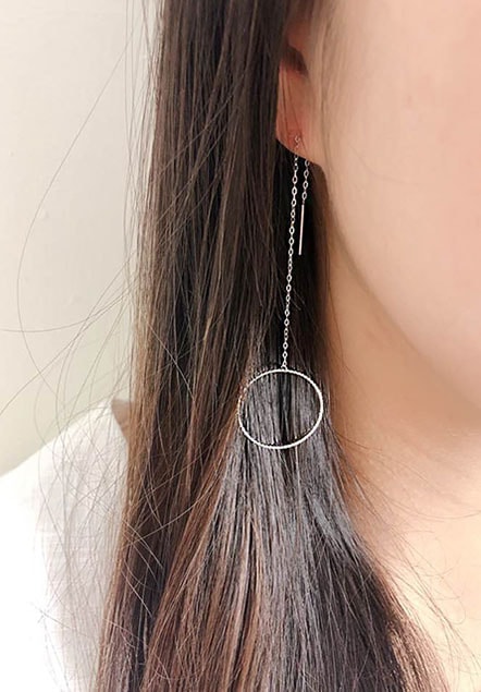 14K Handmade Unbalanced circle Earrings 1 Pair